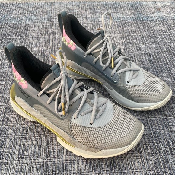 Under Armour Curry 7 Floral Chinese New Year Lace Up Athletic Shoes Size 6.5Y US - Picture 2 of 10